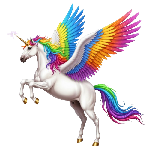 Cute welcoming unicorn with rainbow mane and pastel background for landing page design