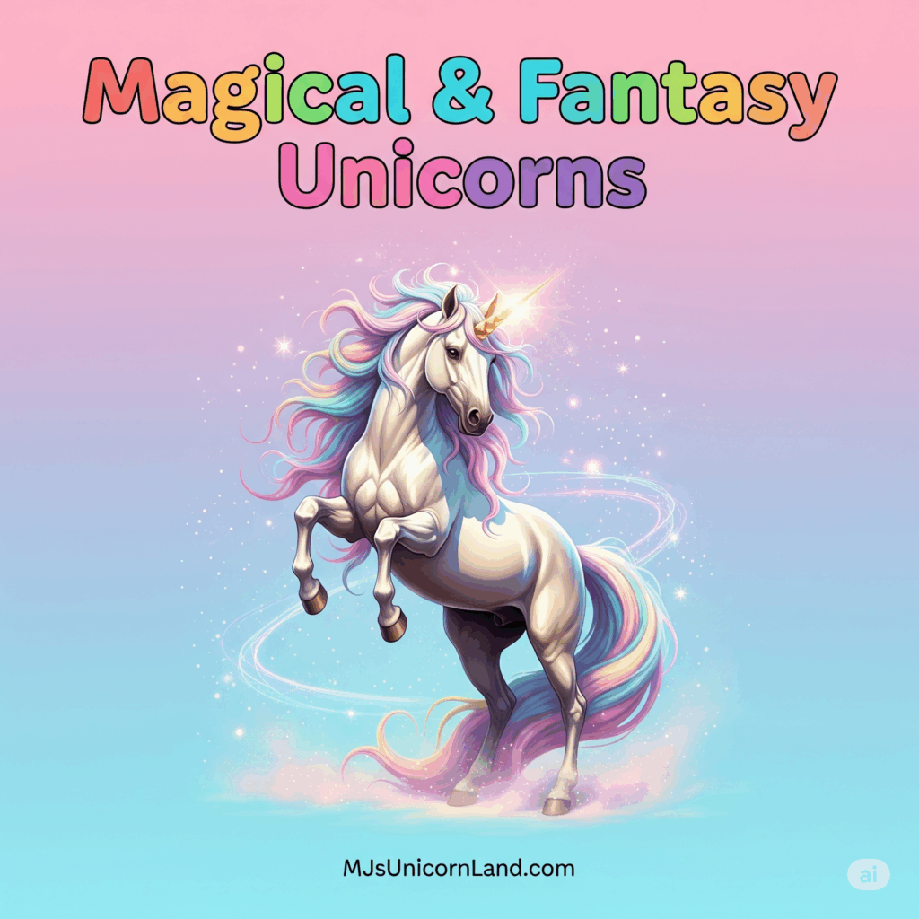Fantasy unicorn coloring sheet with magical stars and sparkles