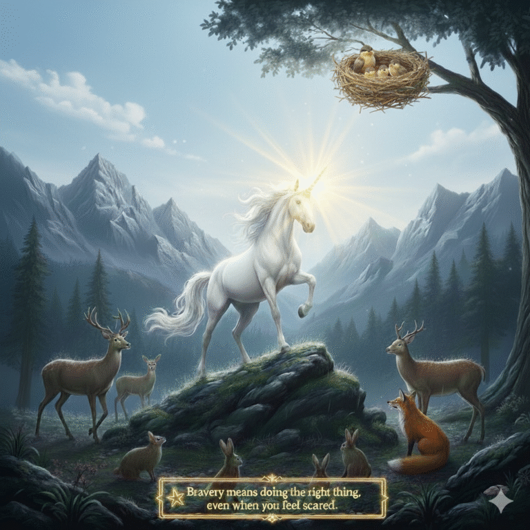 The Brave Unicorn and the forest